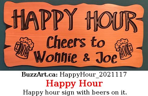 Happy hour sign with beers on it.